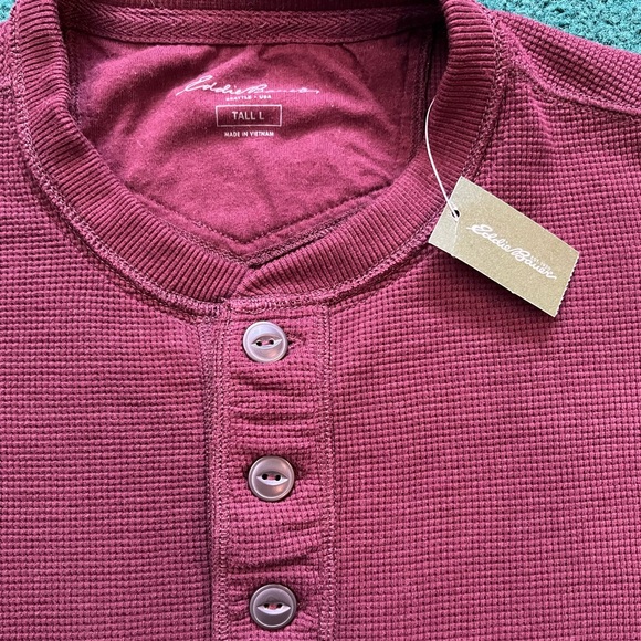 Eddie Bauer Thermal Henley Maroon - Picture 8 of 12